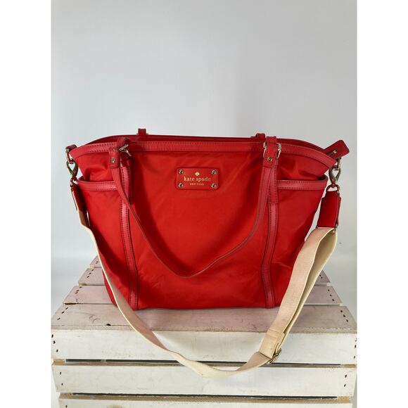 KATE SPADE LARGE ORANGE DIAPER BAG WITH CHANGING PAD (ASIS) - Picture 1 of 16